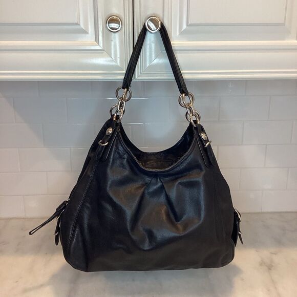Coach Maggie Mia Black Leather Hobo Shoulder Bag - Picture 1 of 15